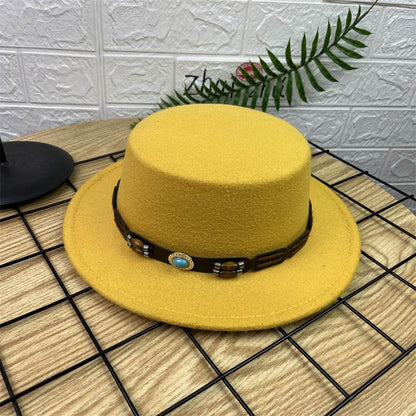 British Retro Woolen Wide Brim Hat - Stylish Fedora for All Ages - Buy Center