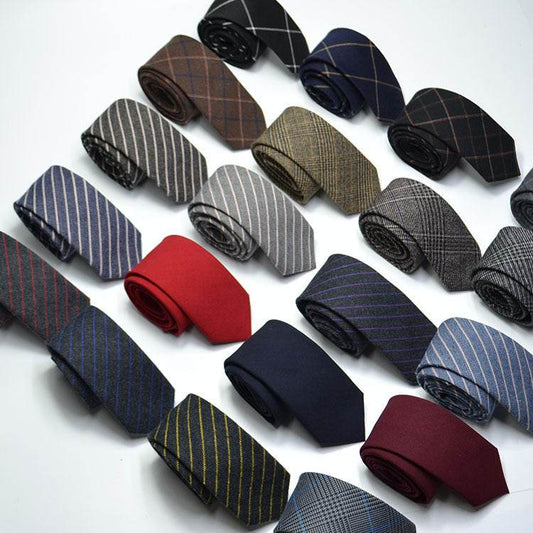Elegant Men's Super Narrow Bow Tie - Trendy Wool-like Cotton Stripes - Buy Center