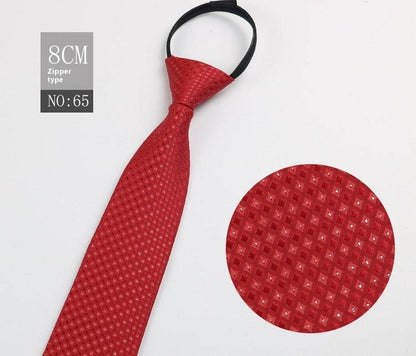Black Striped Blue Business Tie - Lazy Zip Closure for Easy Wear - Buy Center