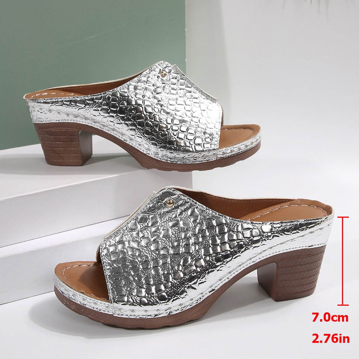 Buycenter Women's Plus Size Wedge Slippers - Peep Toe, Stylish Design - Buy Center