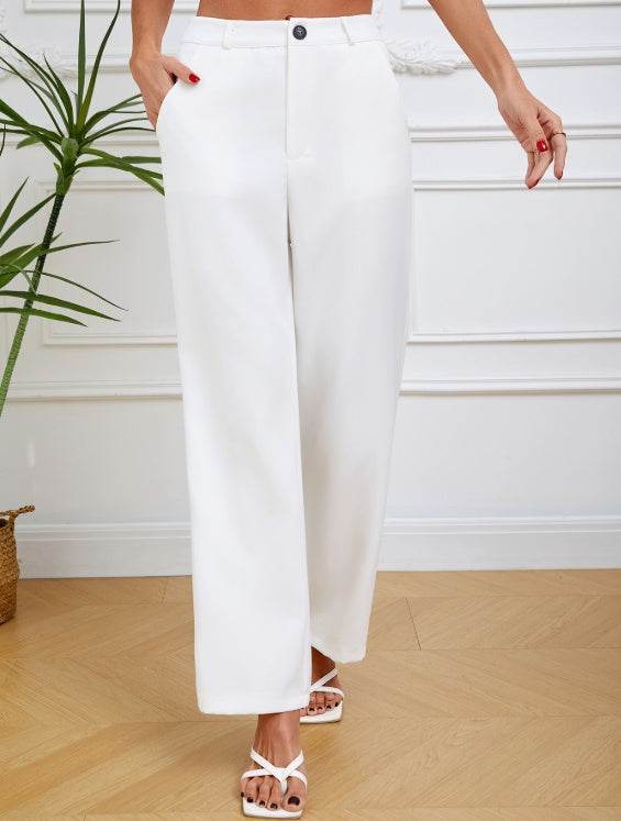 Buycenter Women's Solid Color Slim Straight Tube Pants - Casual & Comfortable - Buy Center