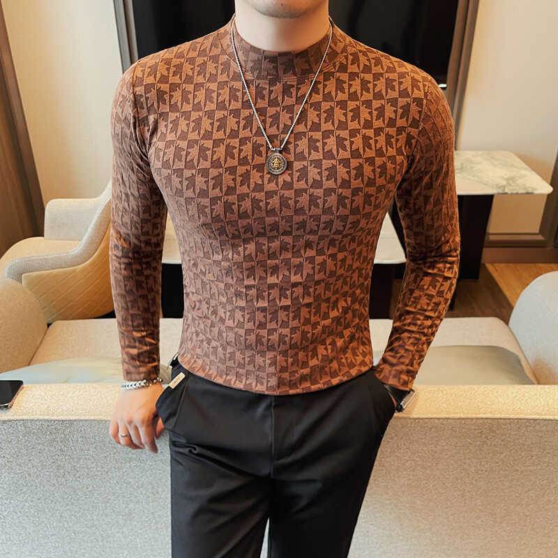 Men's Slim Fit Half High Collar T-Shirt - Trendy Casual Style 2025 - Buy Center