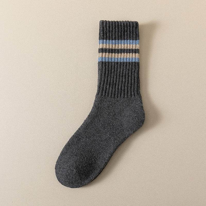 Men's Fleece-Lined Cotton Sports Stockings - Stripes & Plaid Patterns - Buy Center