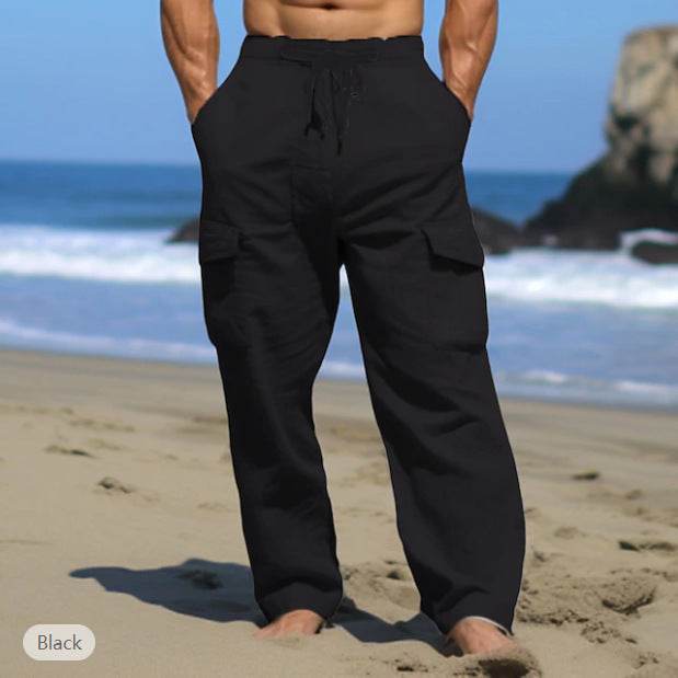 Buycenter Men's Casual Drawstring Pants - Multi-Pocket Summer Wear - Buy Center