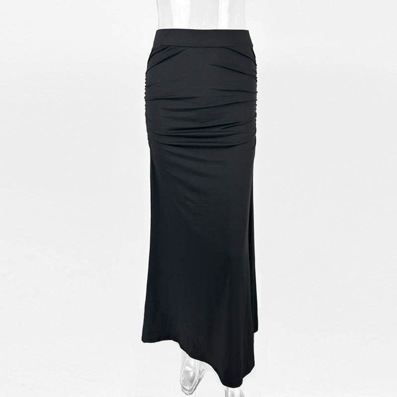 Sexy Slim Hip Pleated Long Dress - European & American Style Fashion - Buy Center