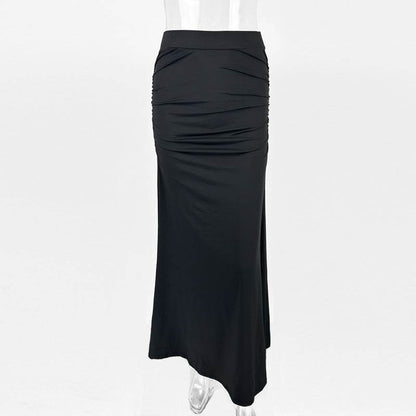 Sexy Slim Hip Pleated Long Dress - European & American Style Fashion - Buy Center