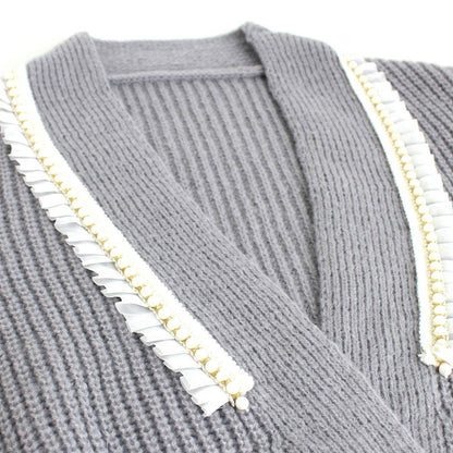 Buycenter Long Sleeve Cardigan Sweater - Stylish Gray Fashion Coat - Buy Center
