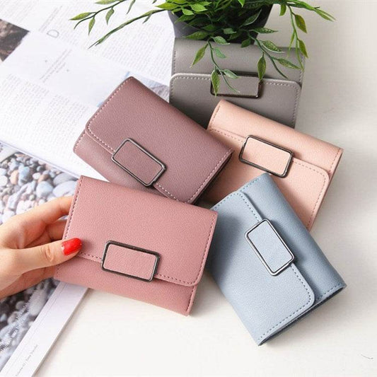 Women's Simple Plaid Wallet - Stylish PU Leather in Vibrant Colors - Buy Center
