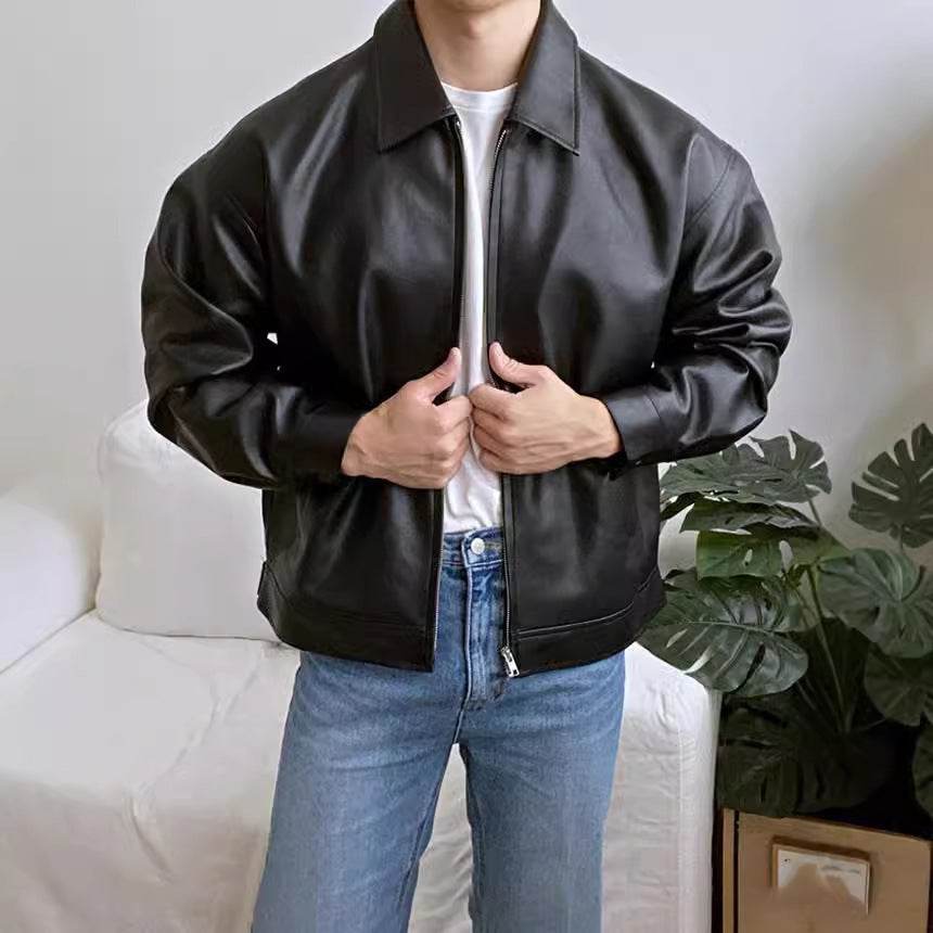 Casual Leather Baseball Jacket - Stylish Motorcycle Outerwear 2025 - Buy Center
