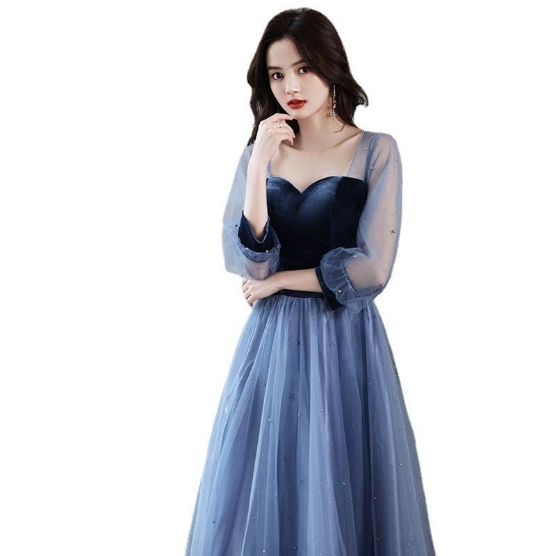 Buycenter Light Blue Velvet A-Line Birthday Dress for Women - Sizes S-3XL - Buy Center