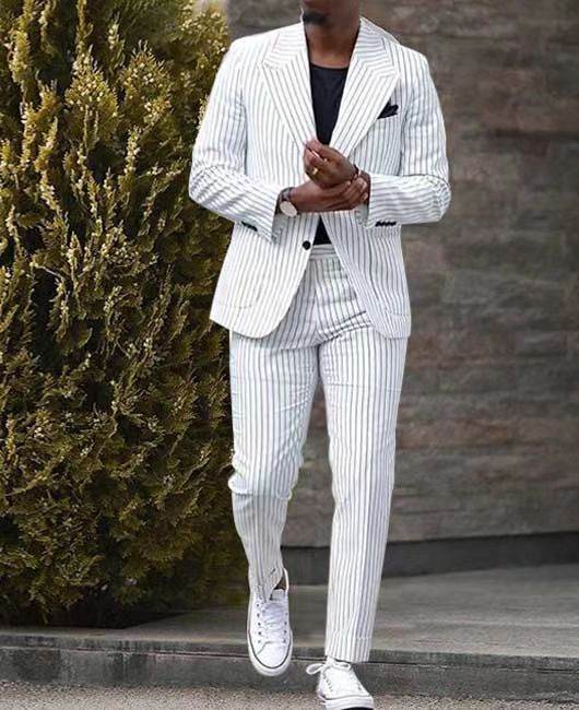 American Light Luxury Striped Suit - Slim Fit Business Casual Trousers - Buy Center