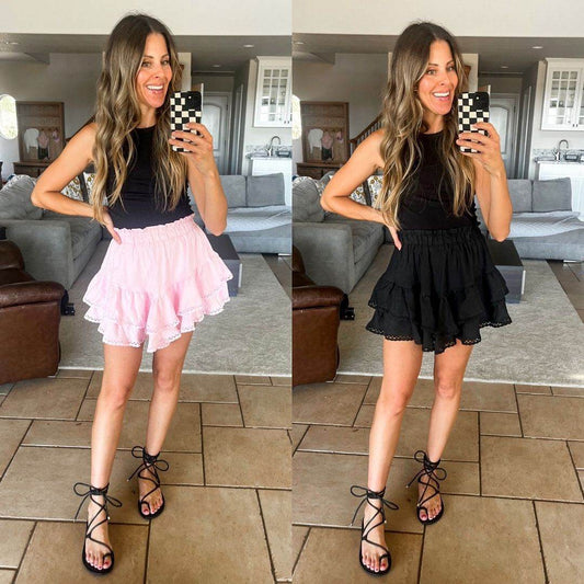Casual Bohemian Pleated Layered Skirt - Built-in Shorts for Comfort - Buy Center
