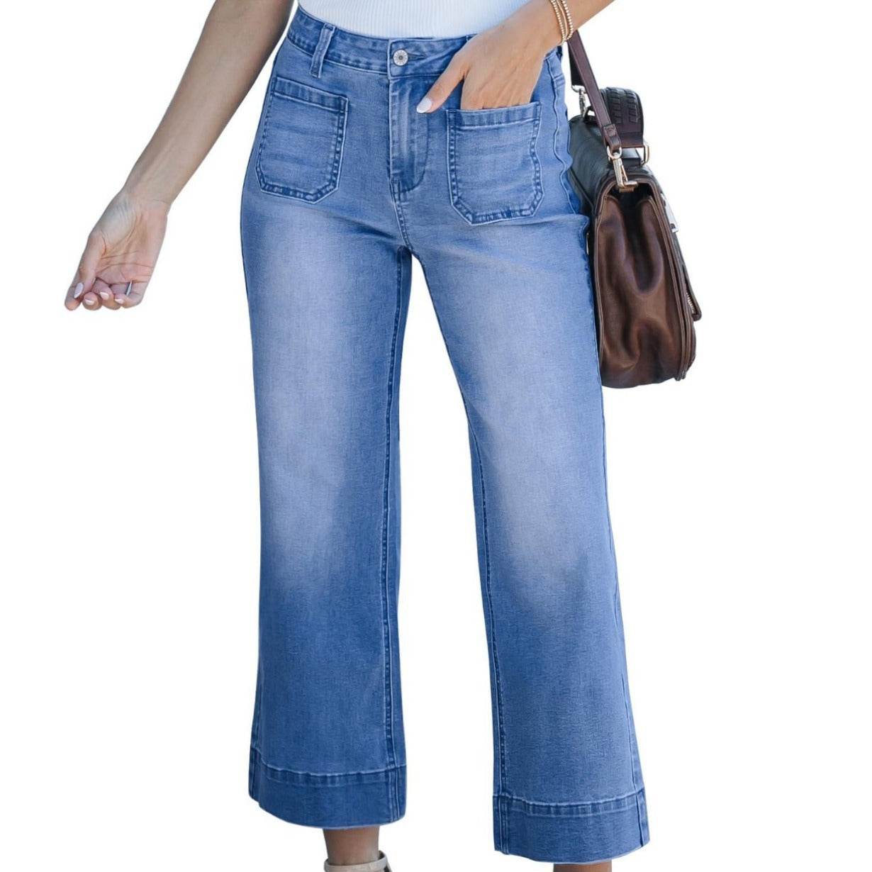 Stylish Cropped Wide Leg Straight-Leg Jeans for Women - 2025 Collection - Buy Center