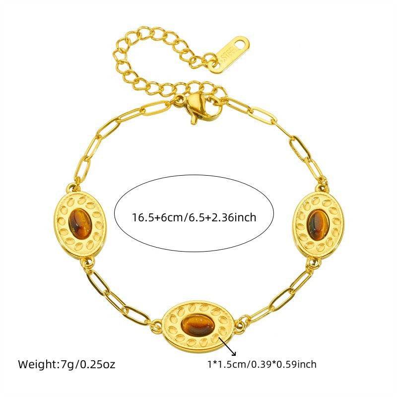 Buy Center Retro Gold-Plated Stainless Steel Oval Geometry Bracelet - Buy Center