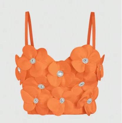 New Dopamine Floral Rhinestone Bandeau Top - Stylish Women's Sling Camis 2025 - Buy Center