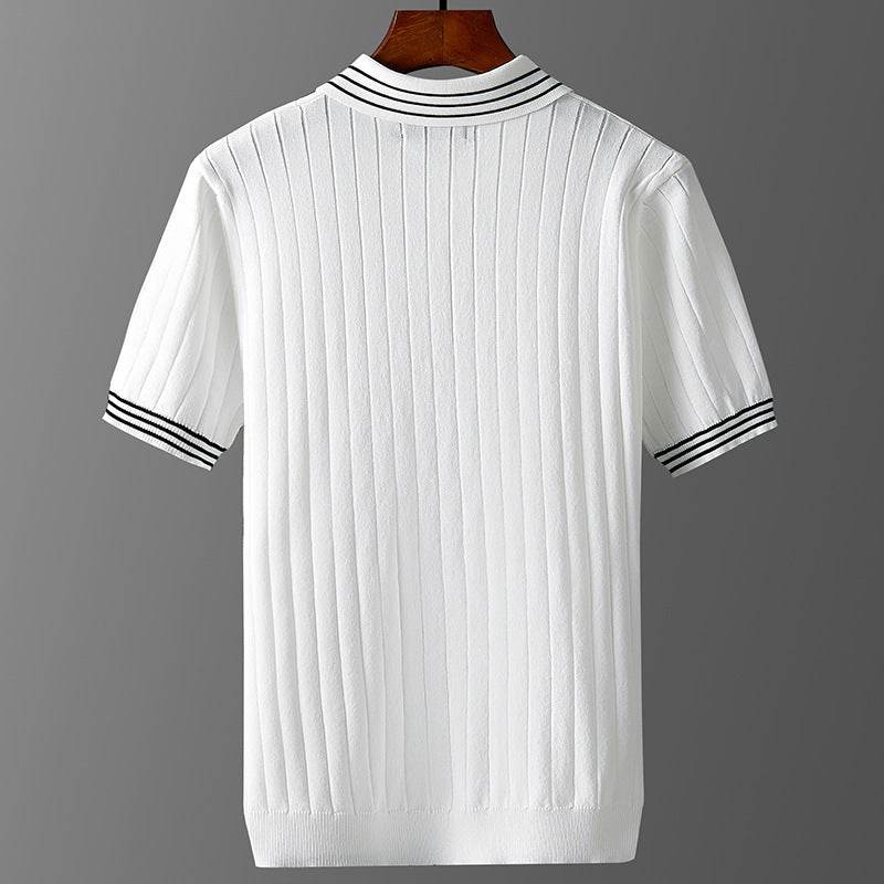 Men's Ice Silk Polo Sweater - Lightweight & Breathable Short Sleeve Style - Buy Center