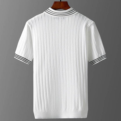 Men's Ice Silk Polo Sweater - Lightweight & Breathable Short Sleeve Style - Buy Center