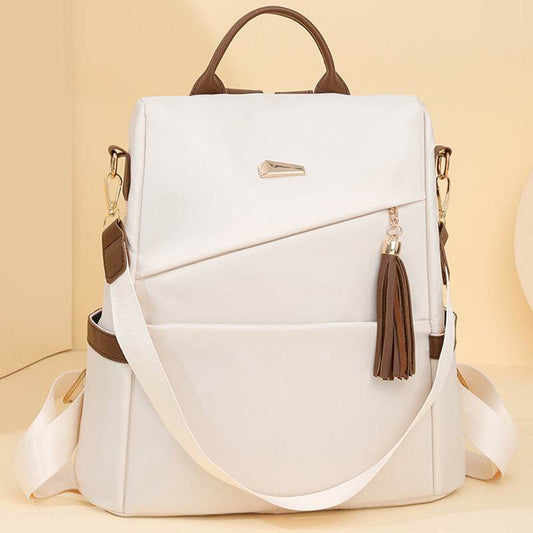 Urban Simple Women's Backpack - Waterproof Tassel Design for Stylish Functionality - Buy Center