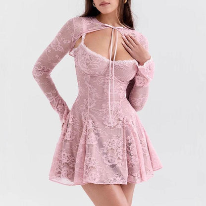 Buycenter Lace Blouse & Suspender Skirt Set - Elegant Two-Piece for Women - Buy Center