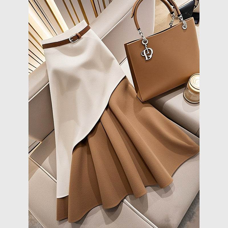 Women's Winter Brown Fishtail Skirt - Trendy Contrast Design for Every Occasion - Buy Center