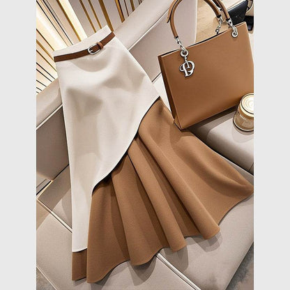 Women's Winter Brown Fishtail Skirt - Trendy Contrast Design for Every Occasion - Buy Center