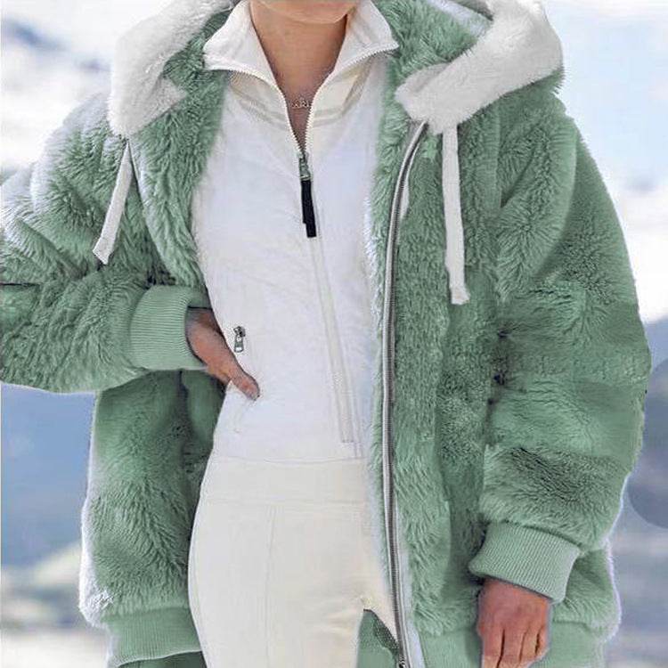 Buycenter Women's Hooded Zipper Sweater - Warm Loose Winter Coat - Buy Center