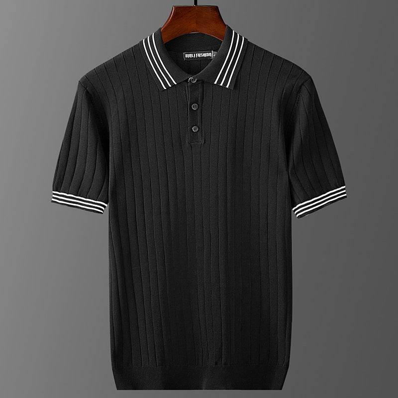 Men's Ice Silk Polo Sweater - Lightweight & Breathable Short Sleeve Style - Buy Center