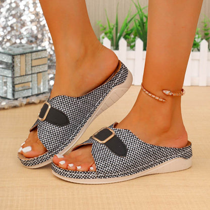 Buycenter Women's Summer Wedge Sandals - Peep-Toe Beach Shoes - Buy Center