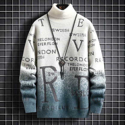 Buycenter Men's Gradient Mink Fleece Turtleneck Sweater - Slim Fit - Buy Center