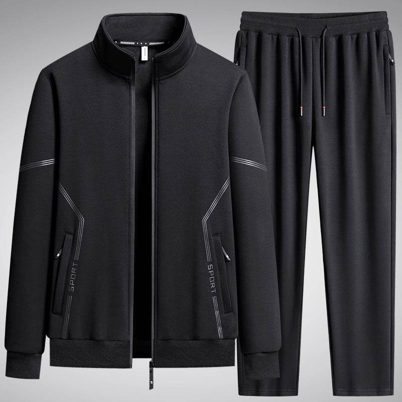 Men's Fleece-Lined Leisure Sports Suit - Stylish Two-Piece Set for All Seasons - Buy Center