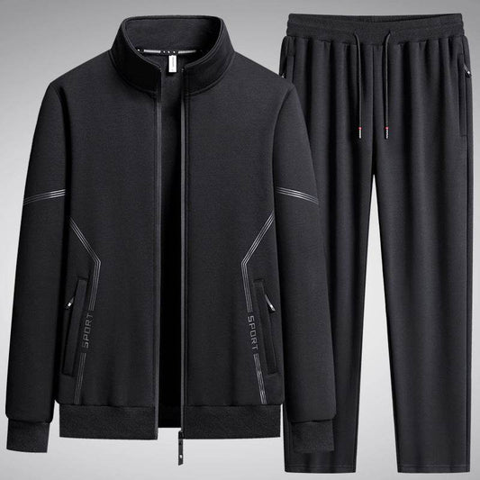 Men's Fleece-Lined Leisure Sports Suit - Stylish Two-Piece Set for All Seasons - Buy Center