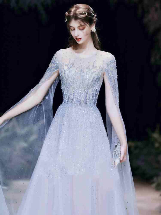High-End A-Line Evening Dress for Engagement - Elegant U-Neck Style - Buy Center