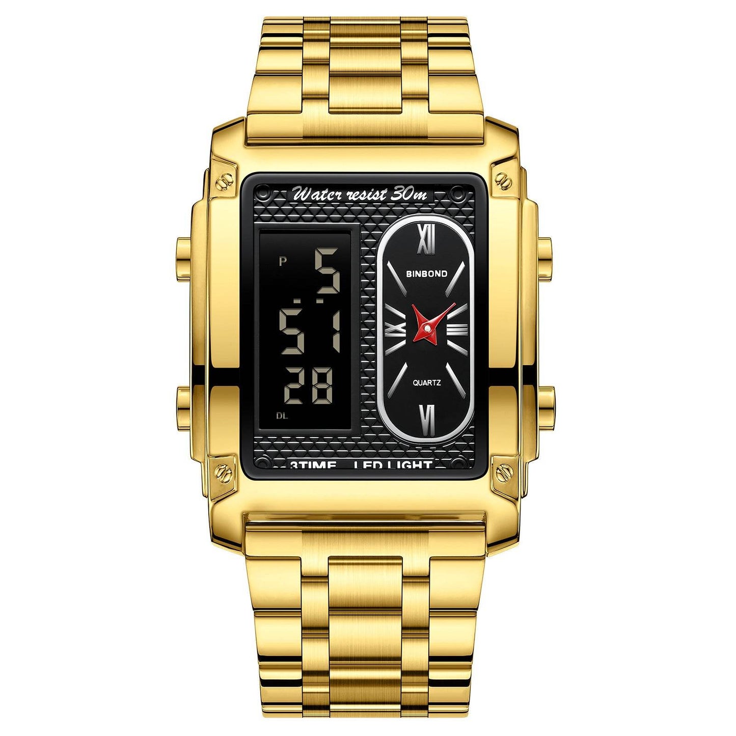 Men's Creative Steel Belt Digital Watch - Waterproof & Multi-Functional Style - Buy Center