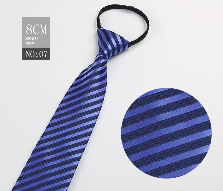 Black Striped Blue Business Tie - Lazy Zip Closure for Easy Wear - Buy Center