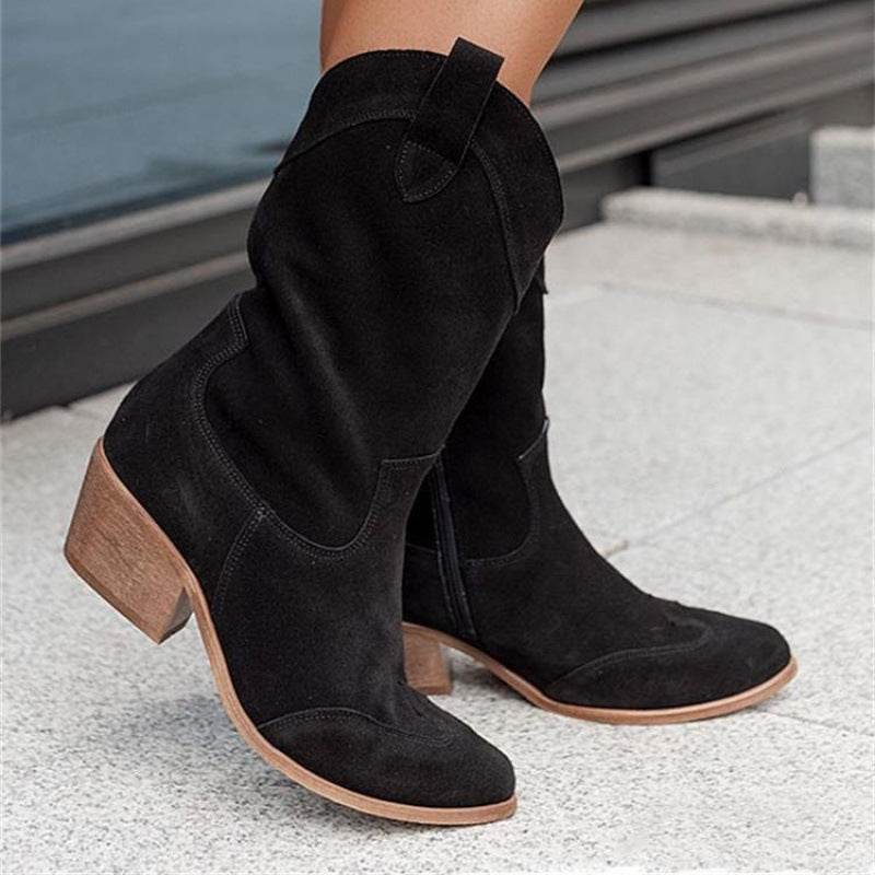 Buycenter Women's Mid Heel Boots - Ethnic Style, Chunky Heel Design - Buy Center