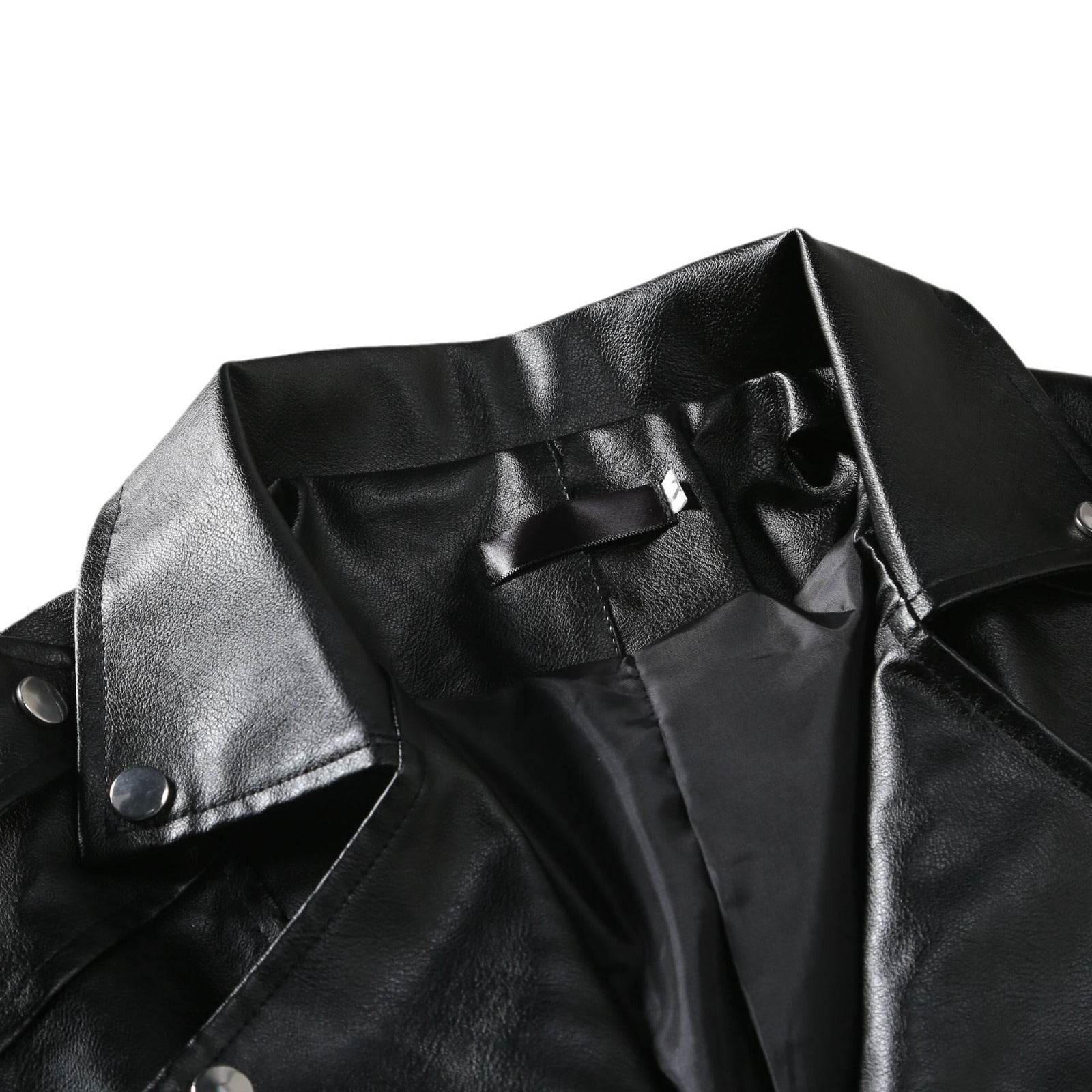 Slim Fit Lapel Leather Jacket - Premium Stylish Modal Fabric for Men - Buy Center