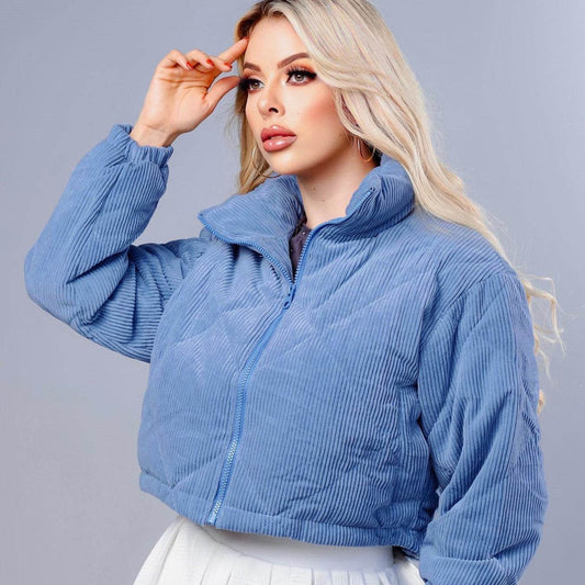 Stylish Women's Padded Jacket - Trendy Navy Blue Coat for Autumn 2025 - Buy Center
