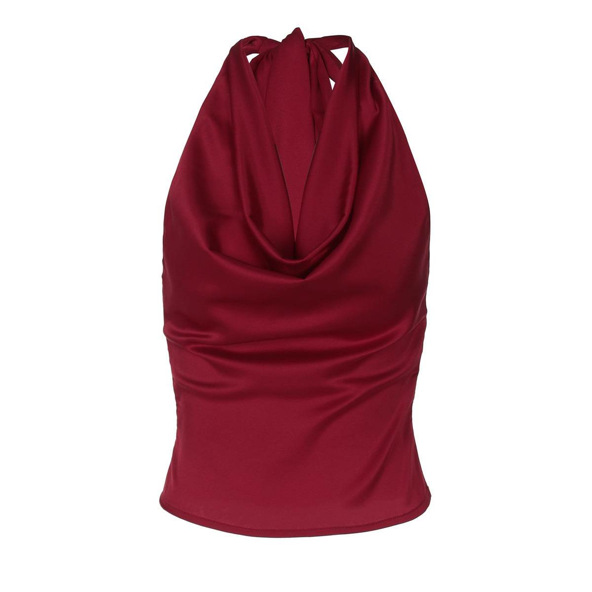 Buycenter Women's Halter Backless Top - Slim Fit Solid Color Vest - Buy Center
