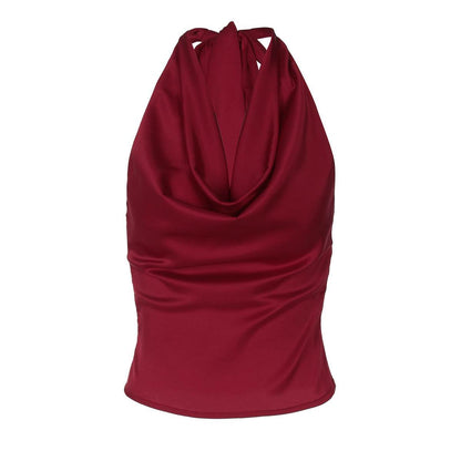 Buycenter Women's Halter Backless Top - Slim Fit Solid Color Vest - Buy Center
