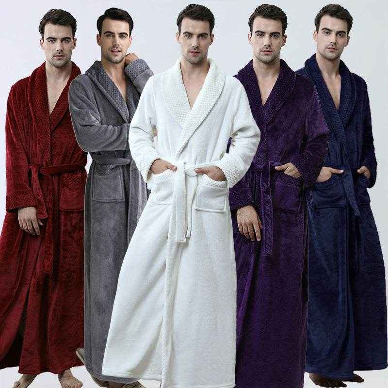 Men's Coral Fleece Nightgown - Warm Winter Pajamas & Lounge Wear