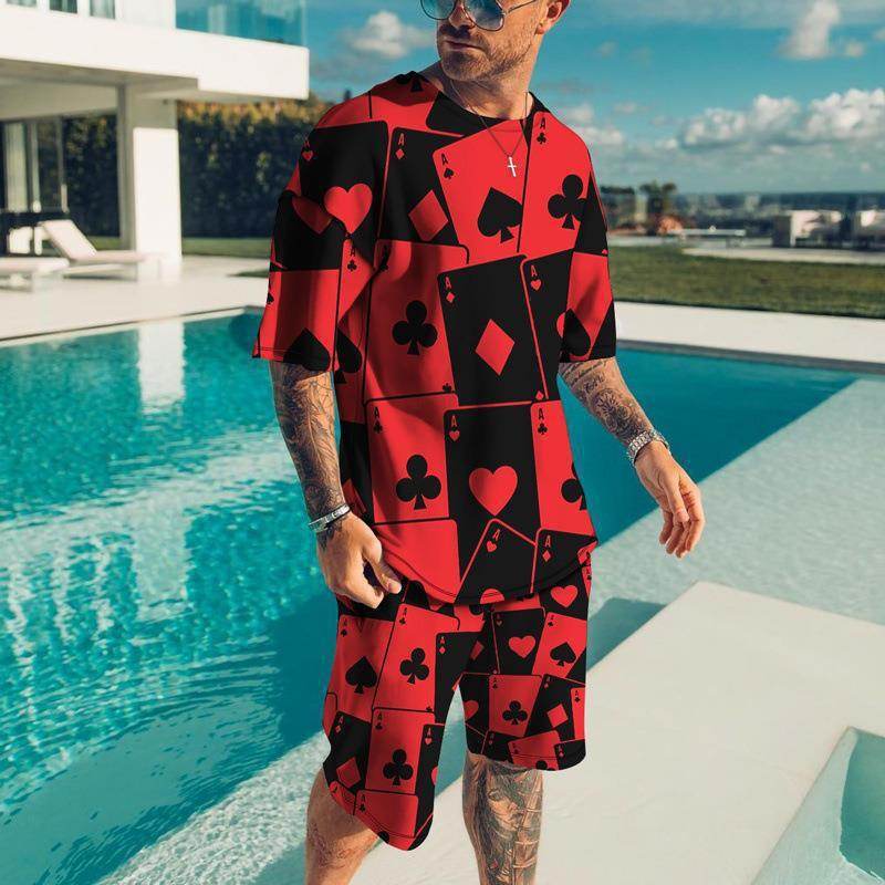 Casual Short Sleeve Leisure Set for Men - Stylish Geometric Design 2025 - Buy Center