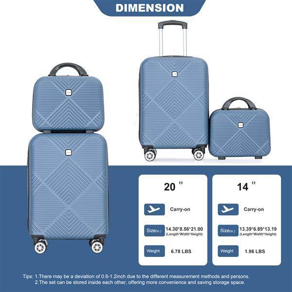 Lightweight ABS 2-Piece Luggage Set - Stylish Carry-On & Cosmetic Case - Buy Center