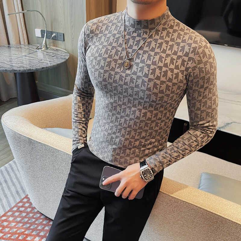 Men's Slim Fit Half High Collar T-Shirt - Trendy Casual Style 2025 - Buy Center