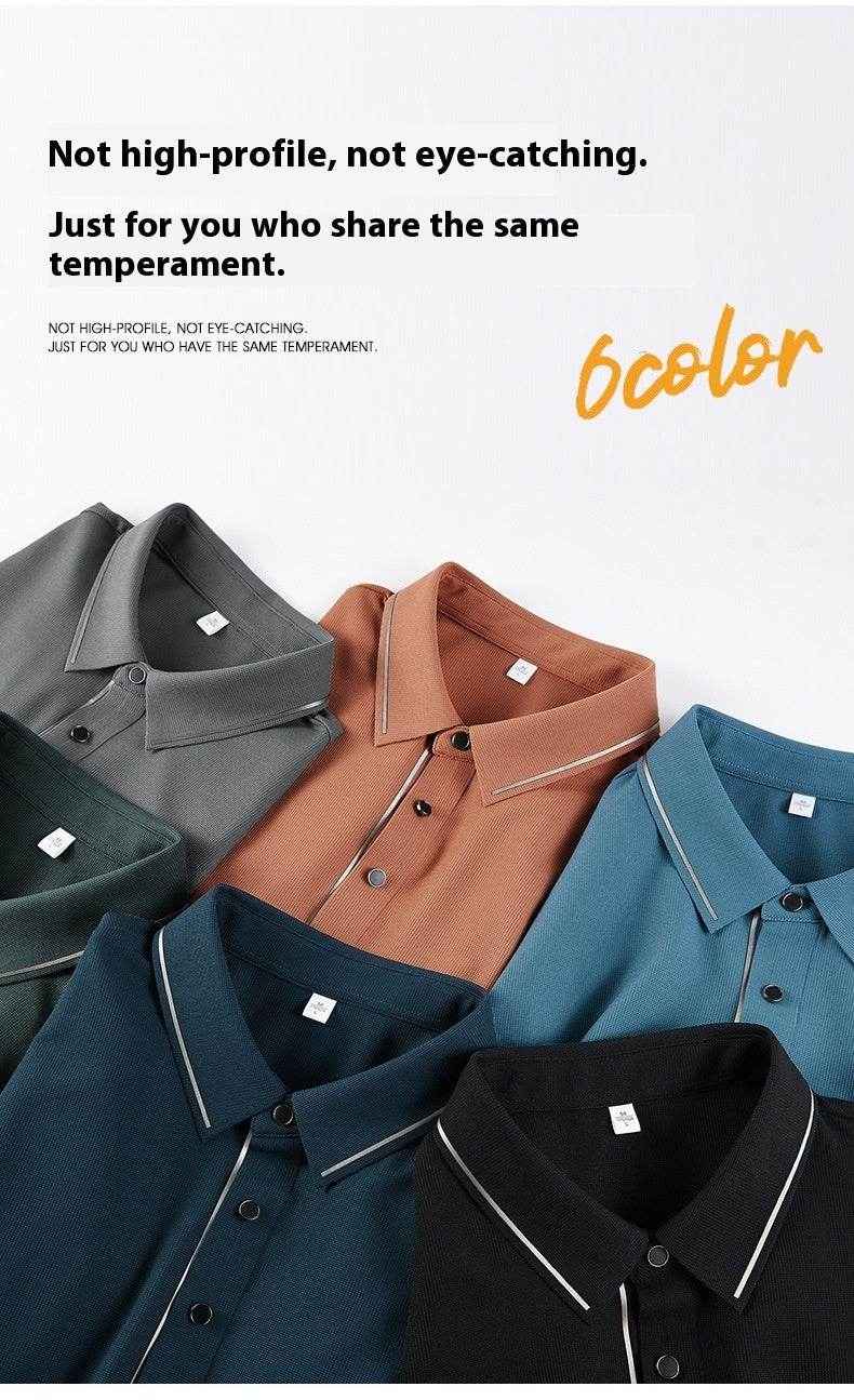 Men's Light Luxury Ice Silk Polo Shirt & Trousers Leisure Suit 2025