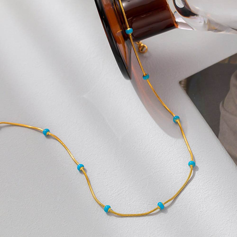 Elegant Titanium Steel Ball Drop Necklace - Stylish Green Pearl Pendant - Buy Center