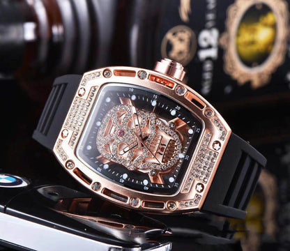Buycenter Men's Silicone Quartz Watch - Tonneau Shape, Stylish Design - Buy Center