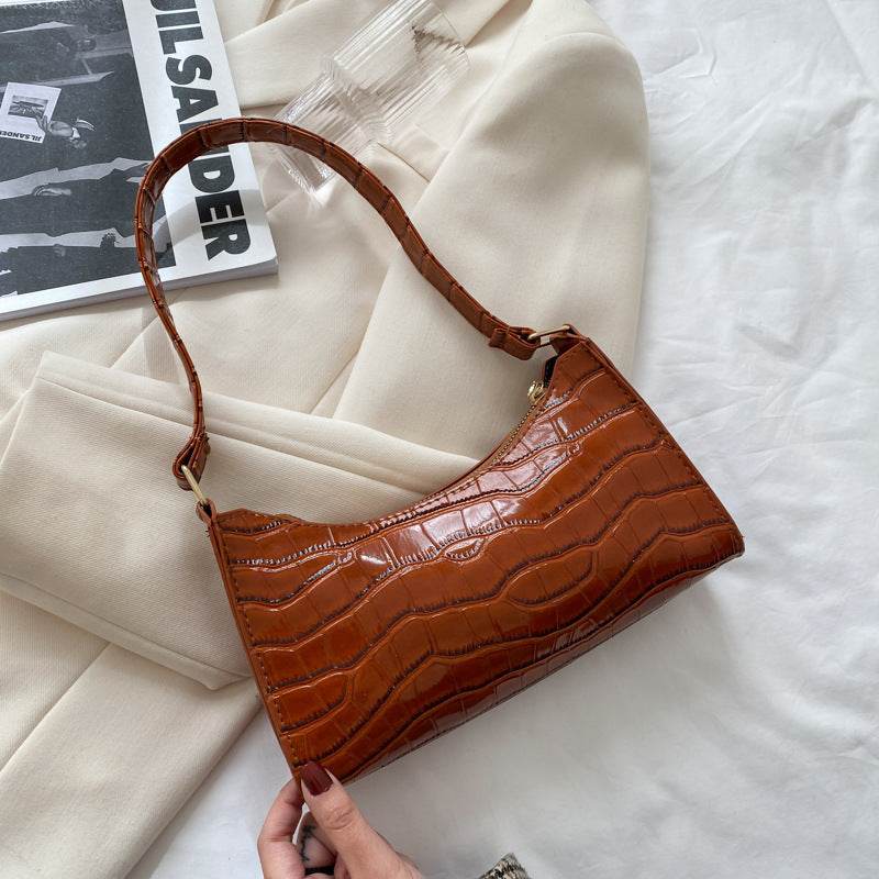 Buycenter Candy Color Shoulder Bag - Embossed Stone Pattern, Soft PU - Buy Center