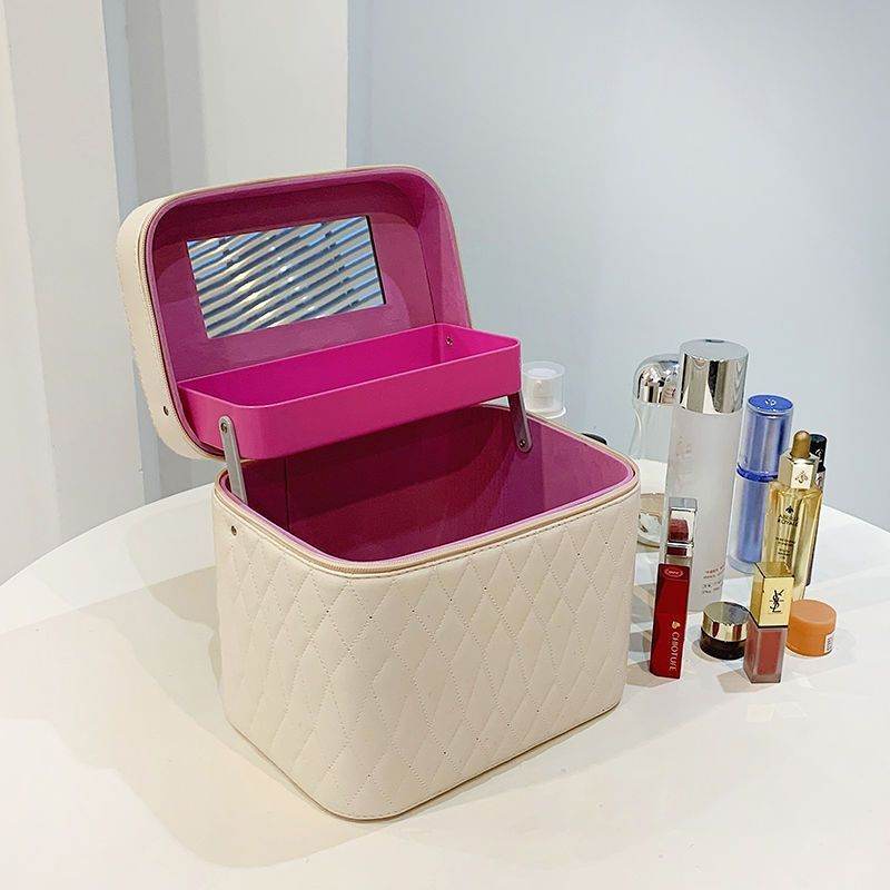 Buycenter Double-Layer Cosmetic Bag with Mirror - Large Capacity Storage - Buy Center