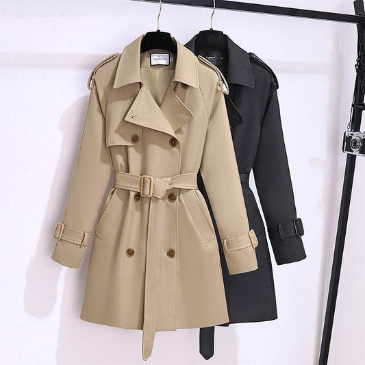 Buycenter Women's Khaki Short Trench Coat - Stylish and Comfortable Fit - Buy Center