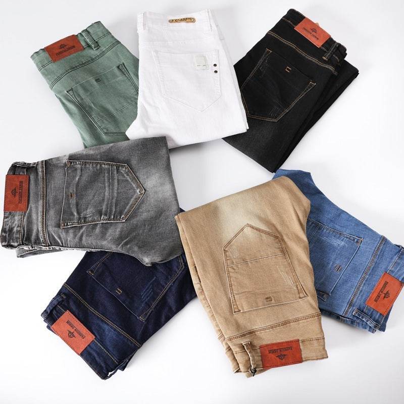 Buycenter Men's Skinny Trousers - Comfortable Mid Waist Denim Pants - Buy Center